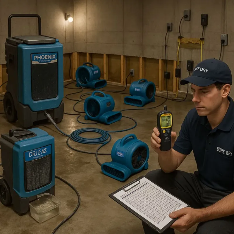 Structural Drying and Dehumidification process in Turtle Lake, WI
